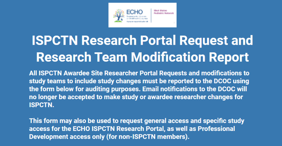 Screenshot of form to request portal access