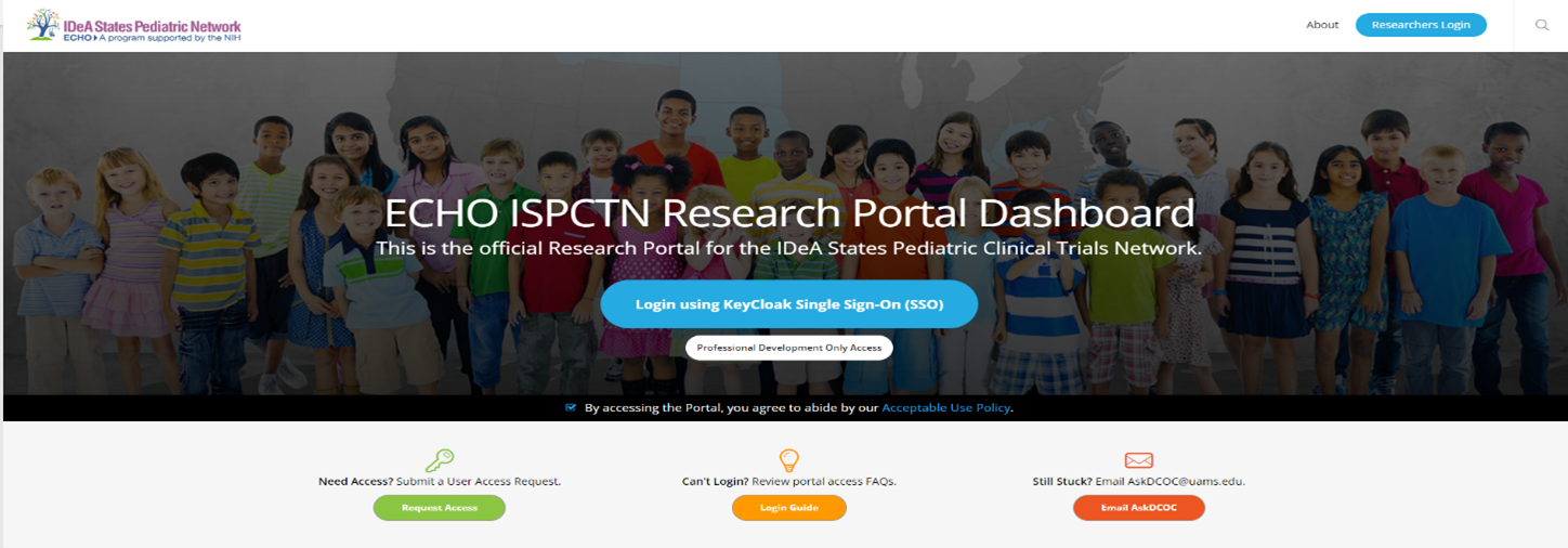 screenshot of portal login page
